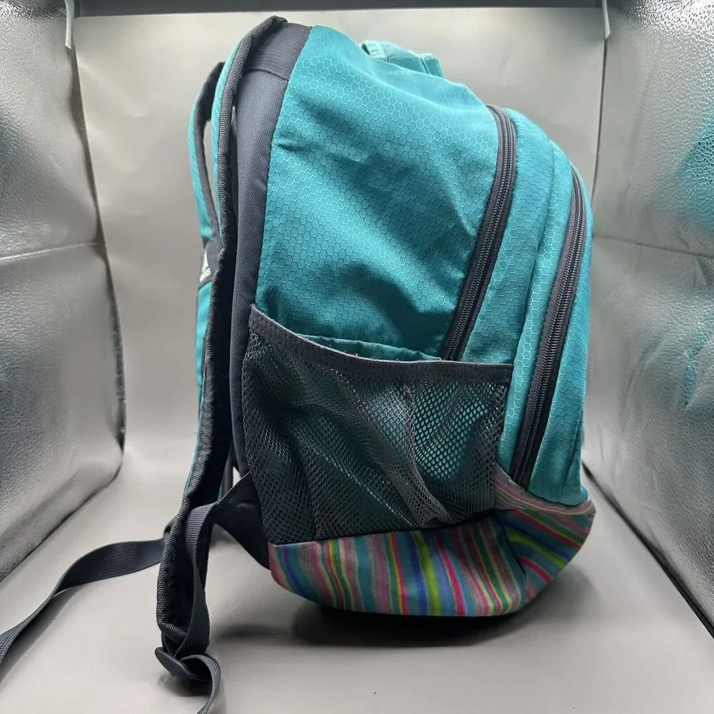 Adidas Stratton Backpack Laptop Bag Bottle Pocket Aqua Teal / Multicolor School